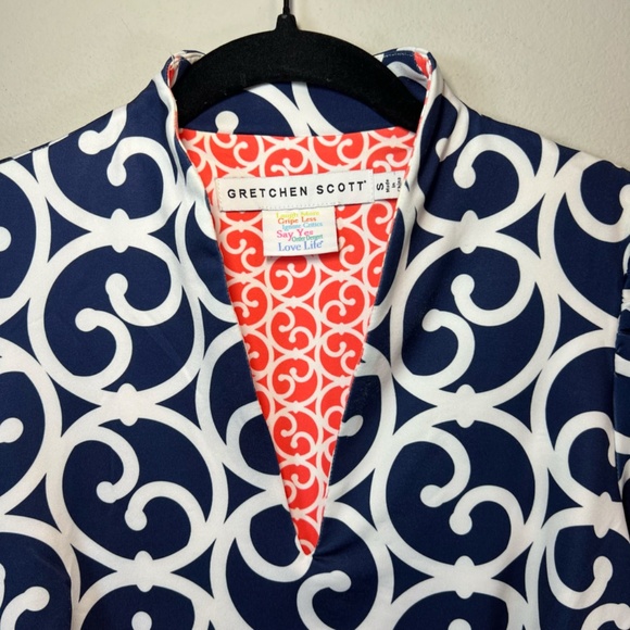 Gretchen Scott Womens Heavens Gates Dress Blue White Swirl Old Money No Belt Med - Picture 3 of 16